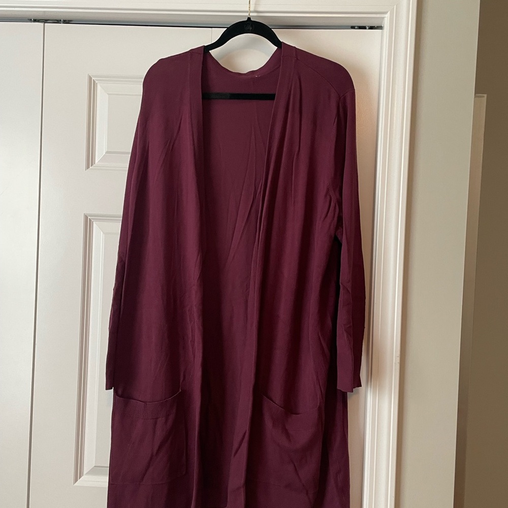 Burgundy Open Front Cardigan